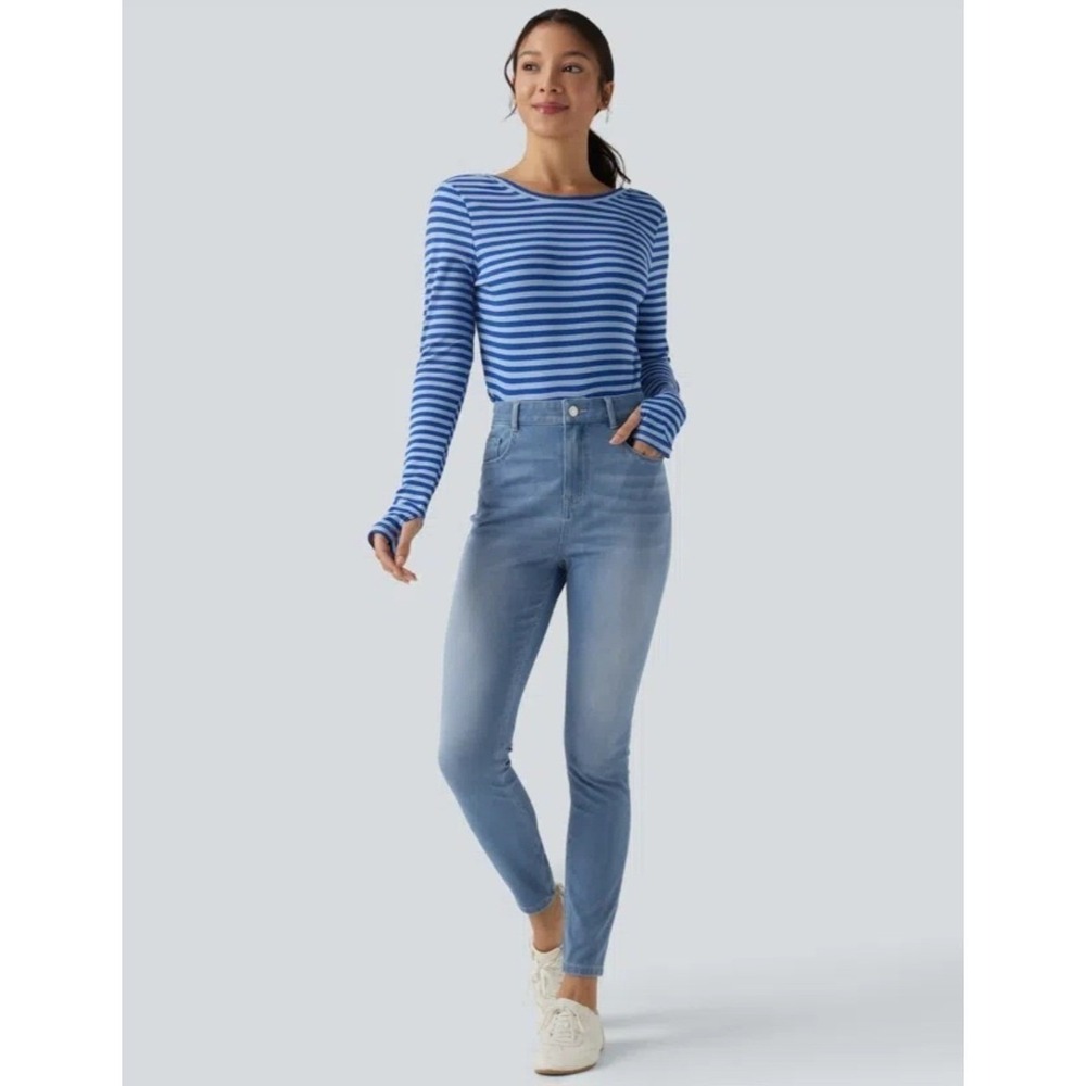 NWT Halara Flex High Waisted Casual Skinny Jeans with Pockets Small Regular